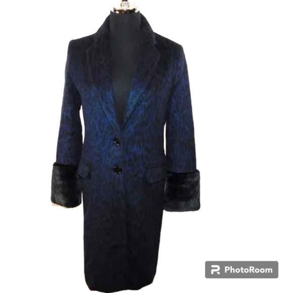 Helene Berman London Navy 'Future College' Notch Collar Lined Buttoned Coat - Picture 2 of 16